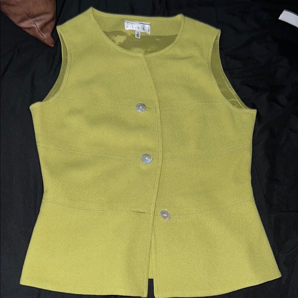 Lime Green Sleeveless Button-Up Top